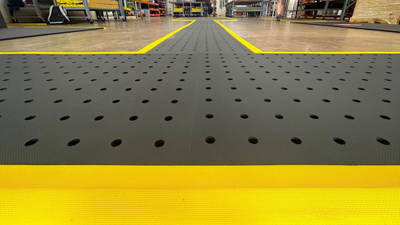 100-1 Series, Yellow Border, 2’ Wide, Drainage Holes w/ Grip-R